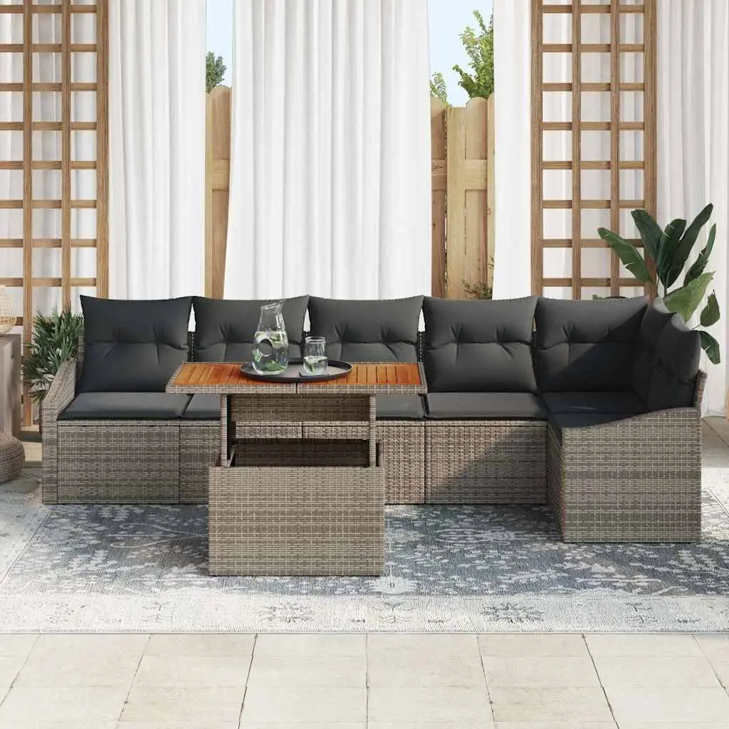 Garden Sofa Set Poly Rattan Modular 7 Piece Outdoor Furniture Grey