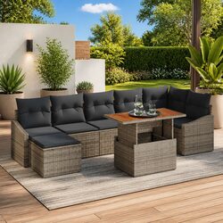 Garden Sofa Set 8 Piece Grey Outdoor Furniture Modular Seating Storage Patio