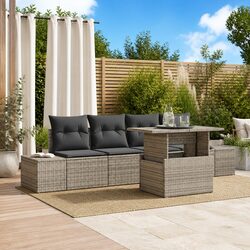 Functional 5-Piece Grey Outdoor Sofa Set with Storage