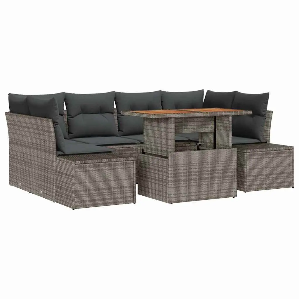 Garden Sofa Set Poly Rattan 7 Piece Modular Outdoor Furniture Grey
