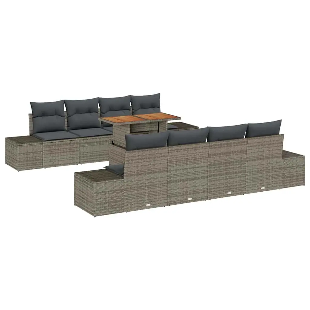 Garden Sofa Set Modular Poly Rattan 9 Piece Outdoor Furniture Grey