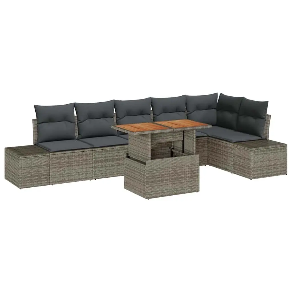 Garden Sofa Set Modular Poly Rattan 7 Piece Outdoor Furniture Grey