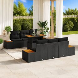 Practical 7-Piece Black Garden Sofa Set for Your Outdoor Area