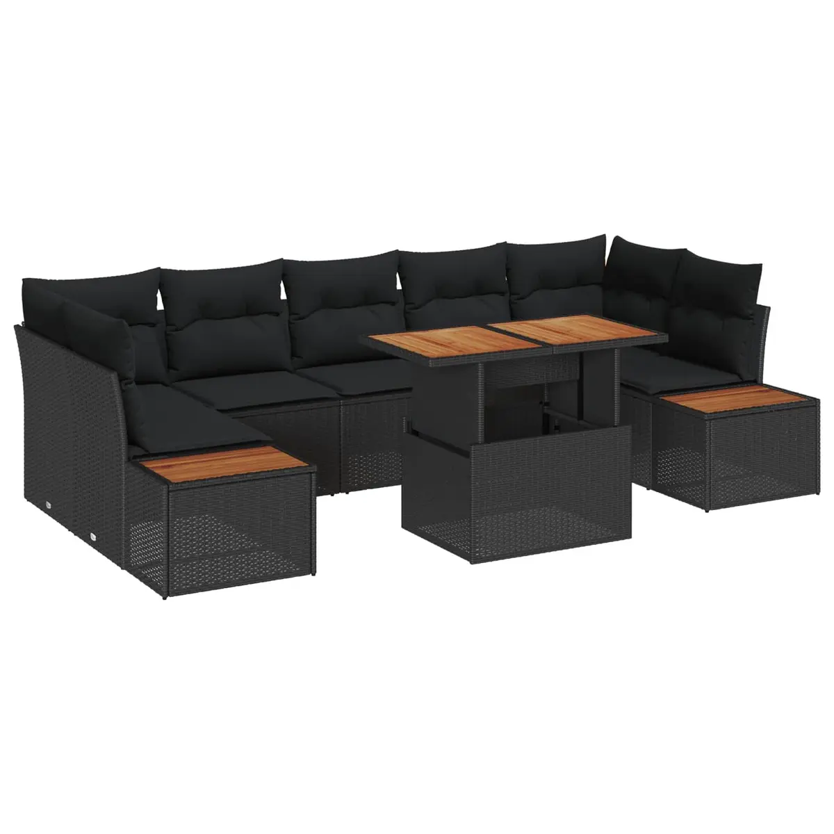 Garden Sofa Set 8 Piece Modular Outdoor Furniture Black Poly Rattan with Storage