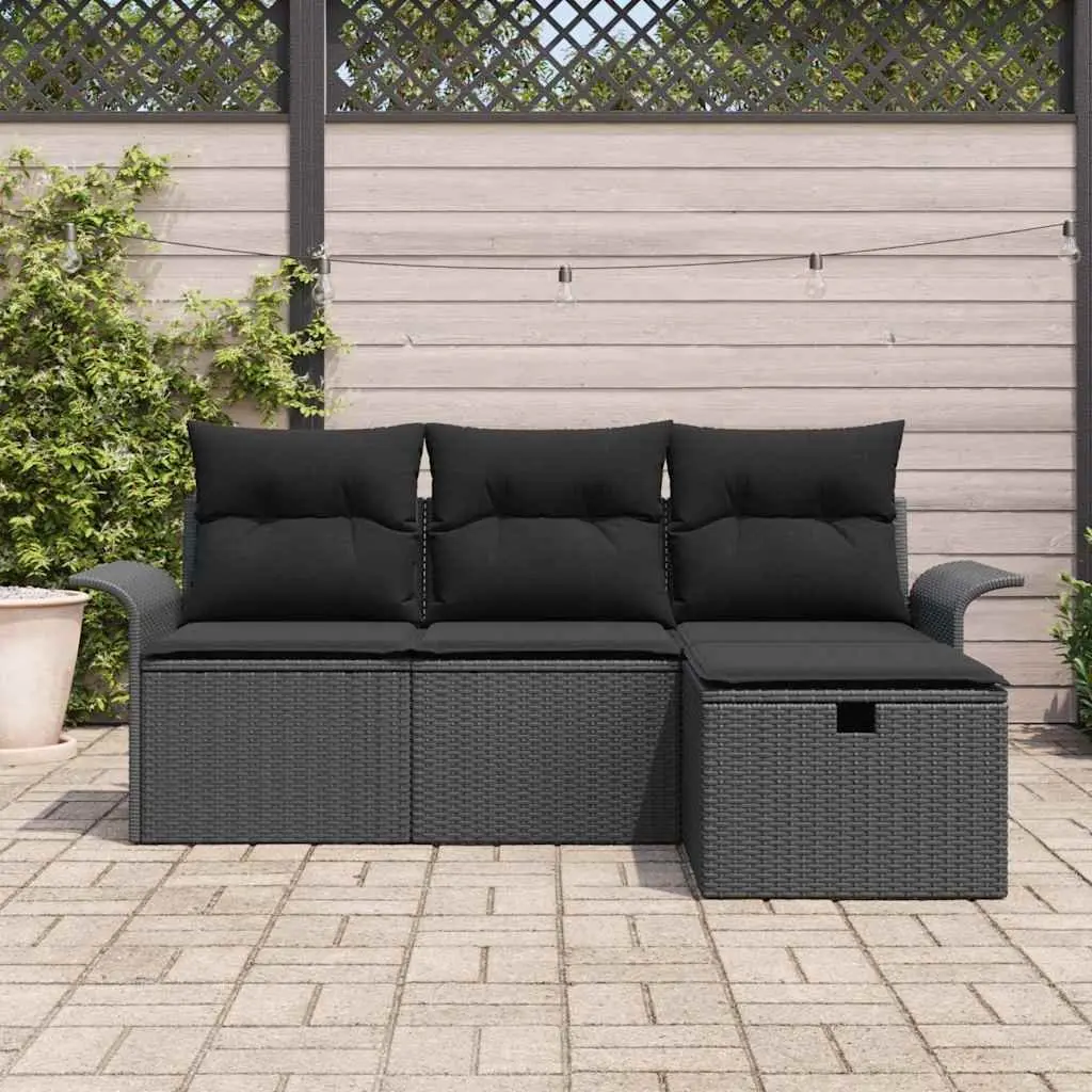 4-Piece Modular Outdoor Sofa Set in Black