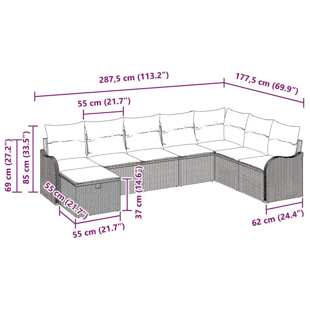 Outdoor Sofa Set with Storage Black Poly Rattan Garden Patio Seating Furniture