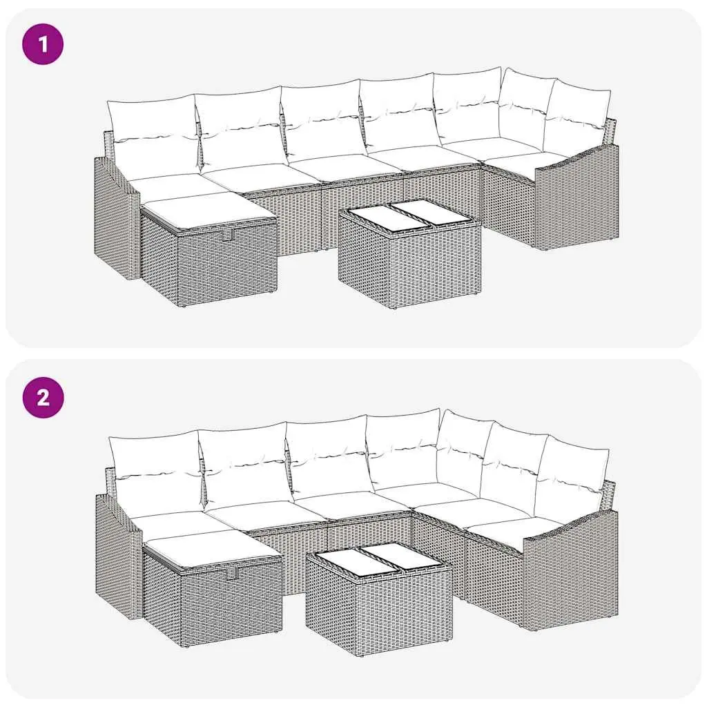 Modular Outdoor Sofa Set Poly Rattan Grey Cushioned with Storage