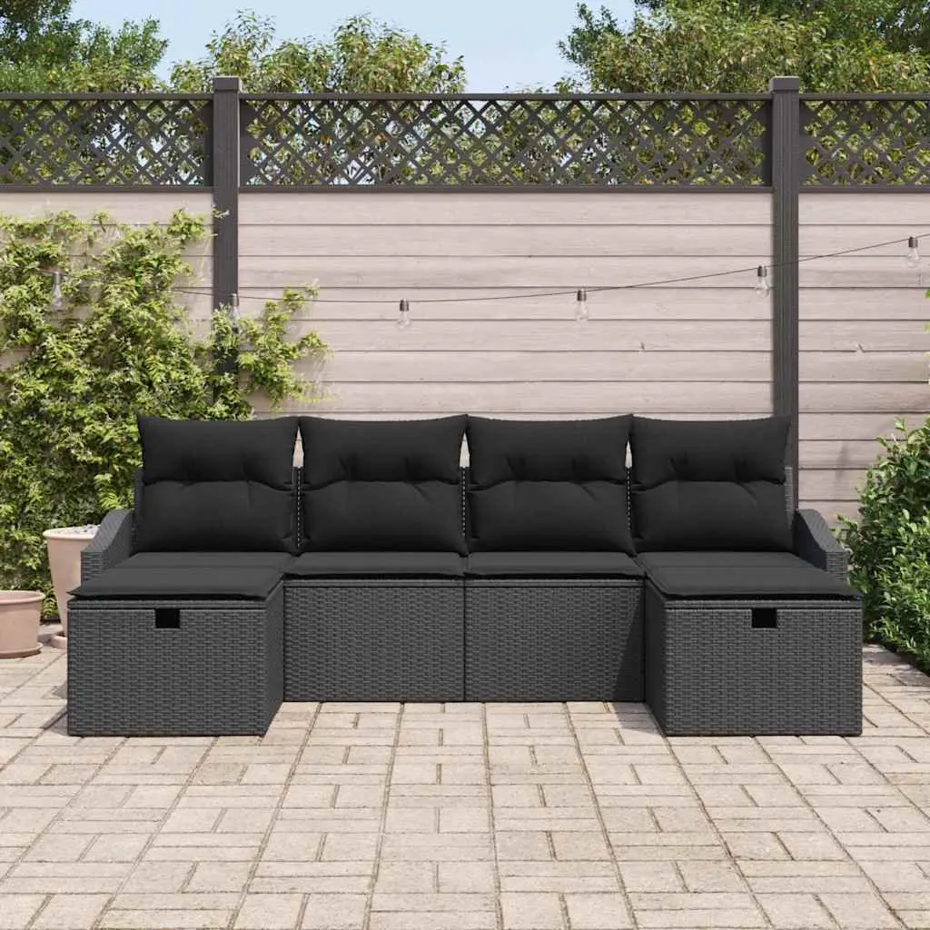 Garden Sofa Set Poly Rattan Modular Outdoor Furniture 6 Piece Brown