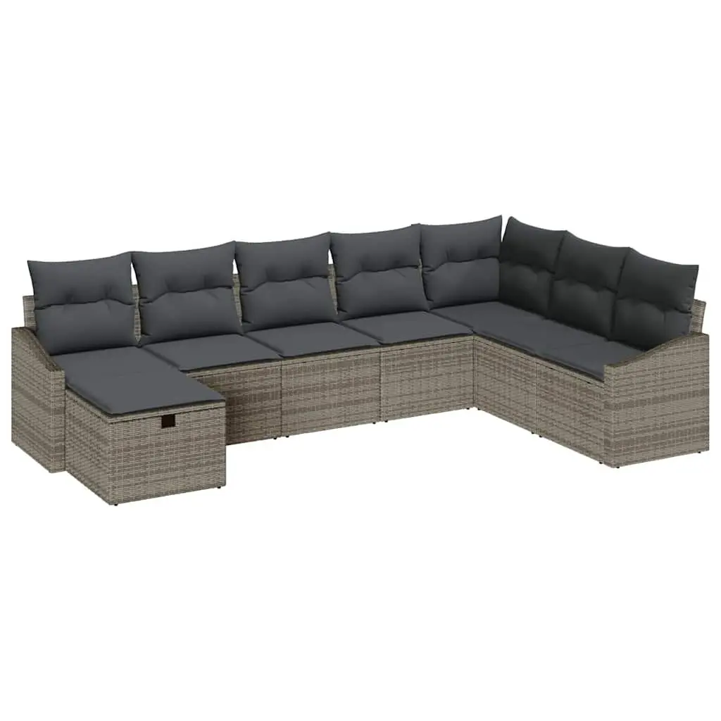8 Piece Modular Poly Rattan Garden Sofa Set Outdoor Furniture Light Grey