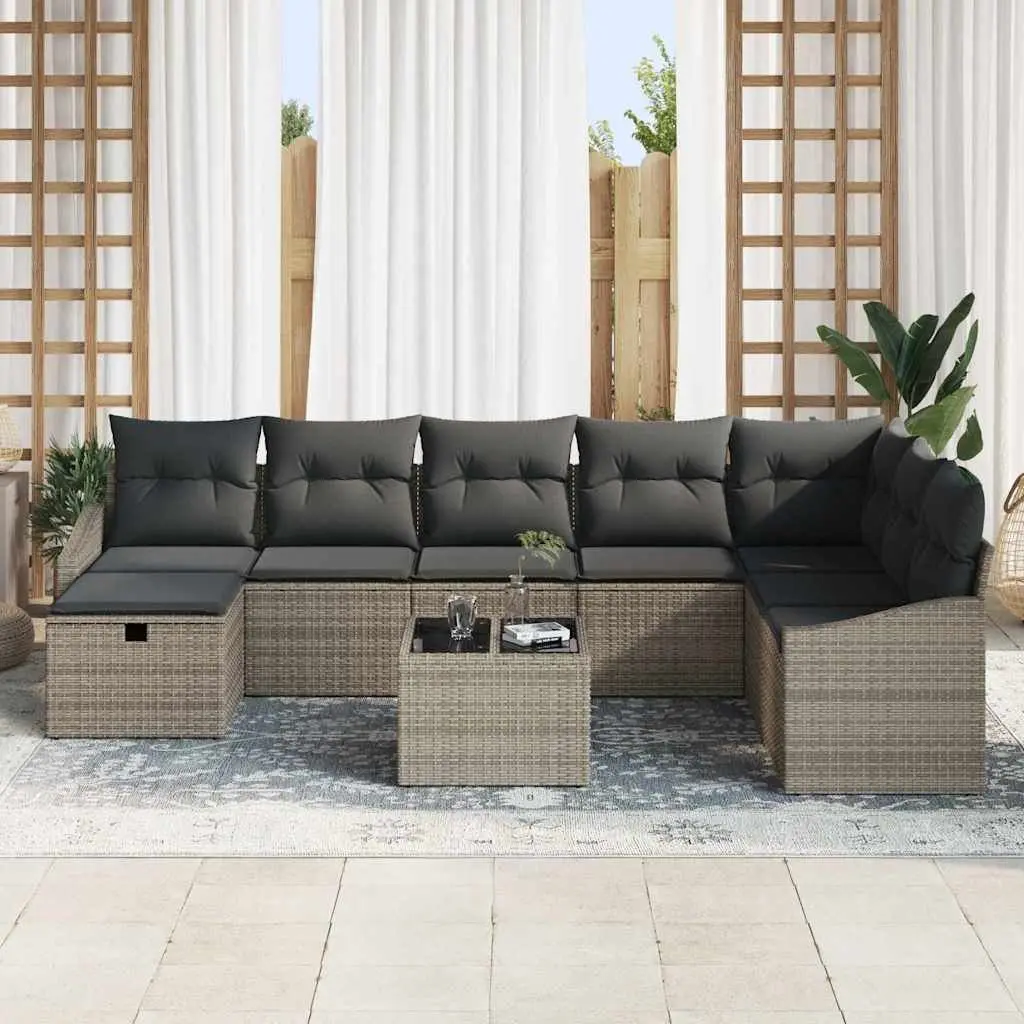 Outdoor Sofa Set 9 pcs Garden Furniture Modular Lounge with Storage Light Grey