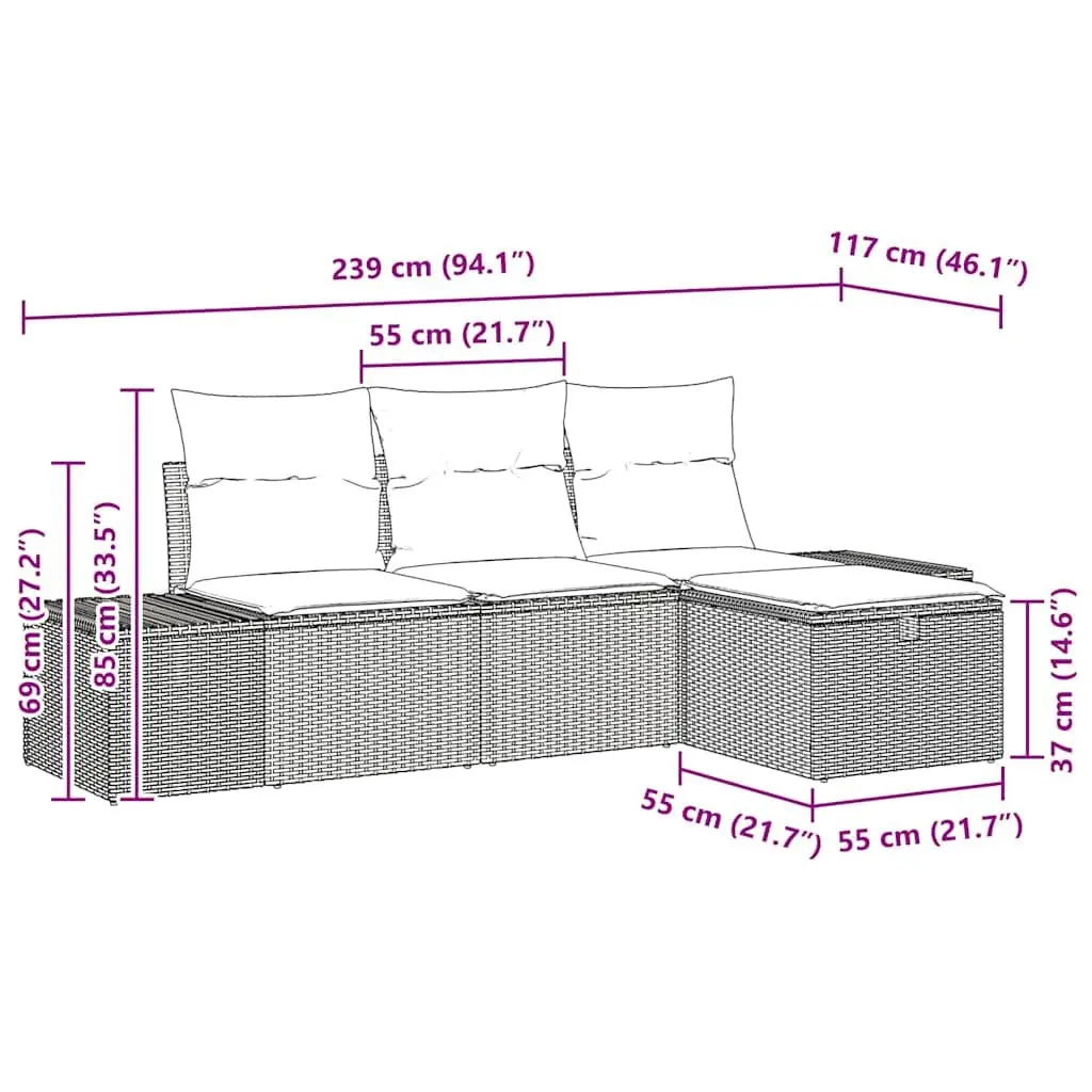 Outdoor Sofa Set with Storage Compartment