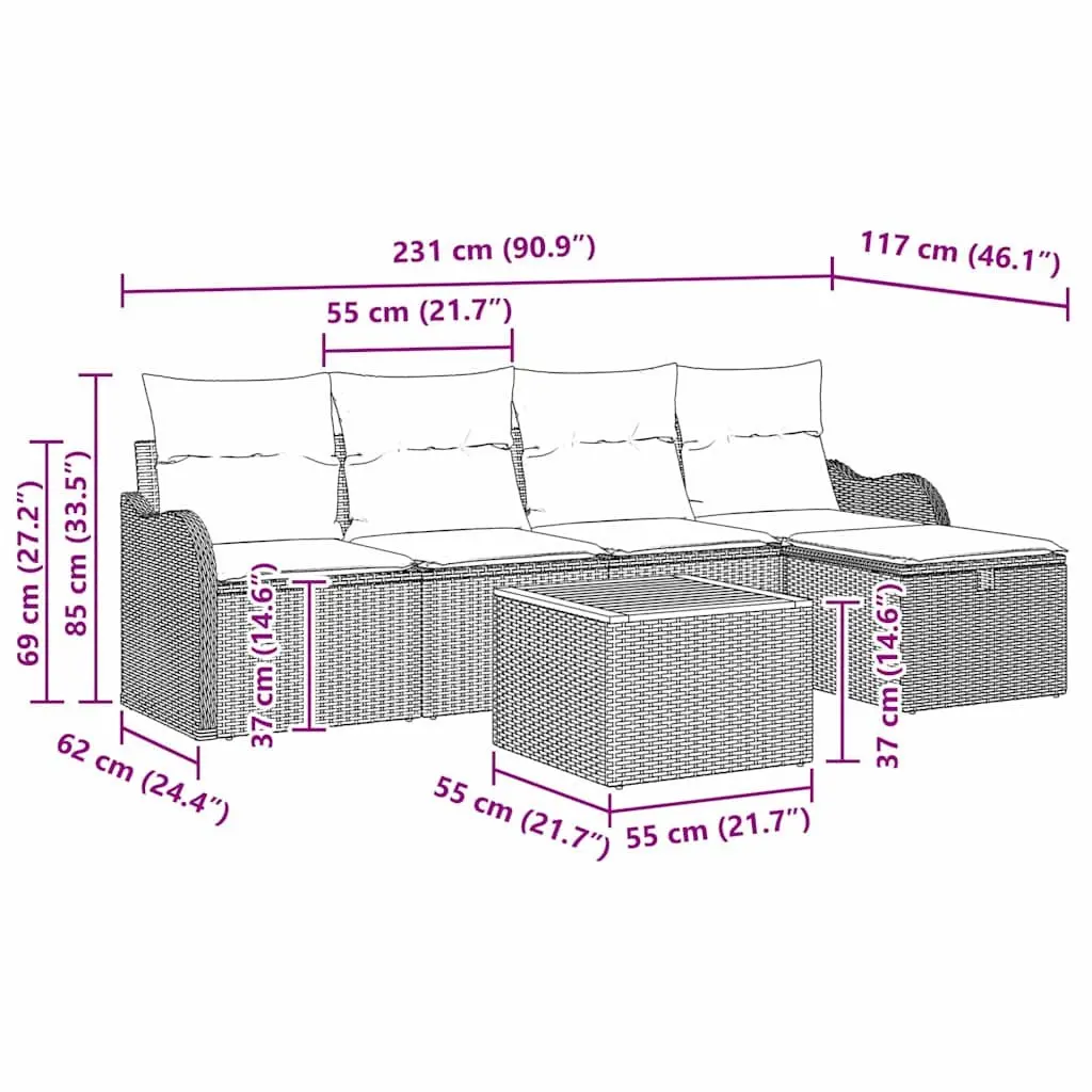 Outdoor Sofa Set with Storage Compartment