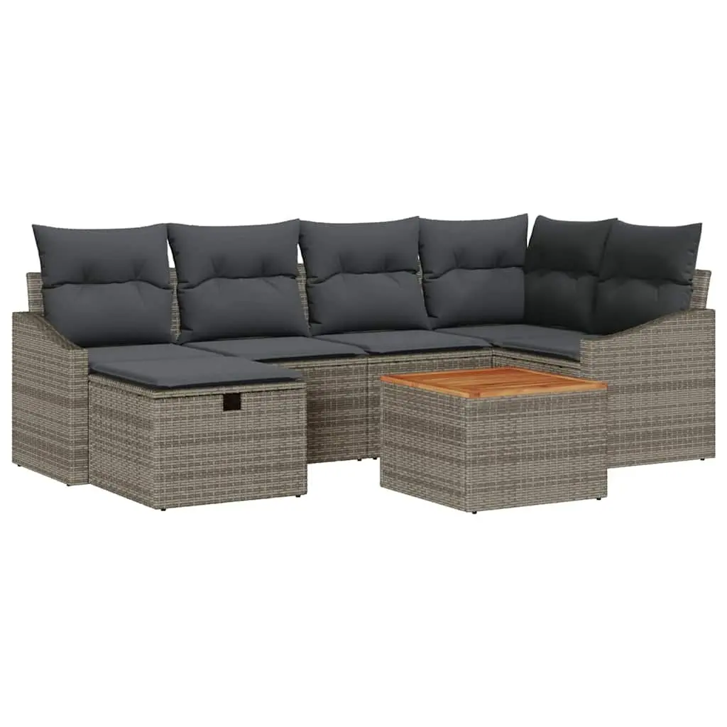 Garden Sofa Set 7 Piece Outdoor Furniture Modular Lounge Seating Grey Cushions