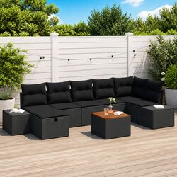 Garden Sofa Set 8 Pieces Black Poly Rattan Outdoor Furniture Modular Lounge