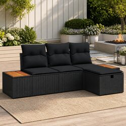 4 Piece Black Rattan Sofa Set for Your Outdoor Living Areas