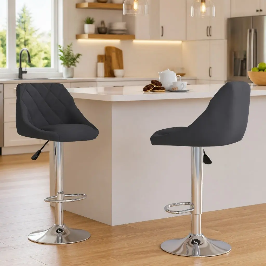 Grey Velvet Bar Stools for Kitchen and Dining