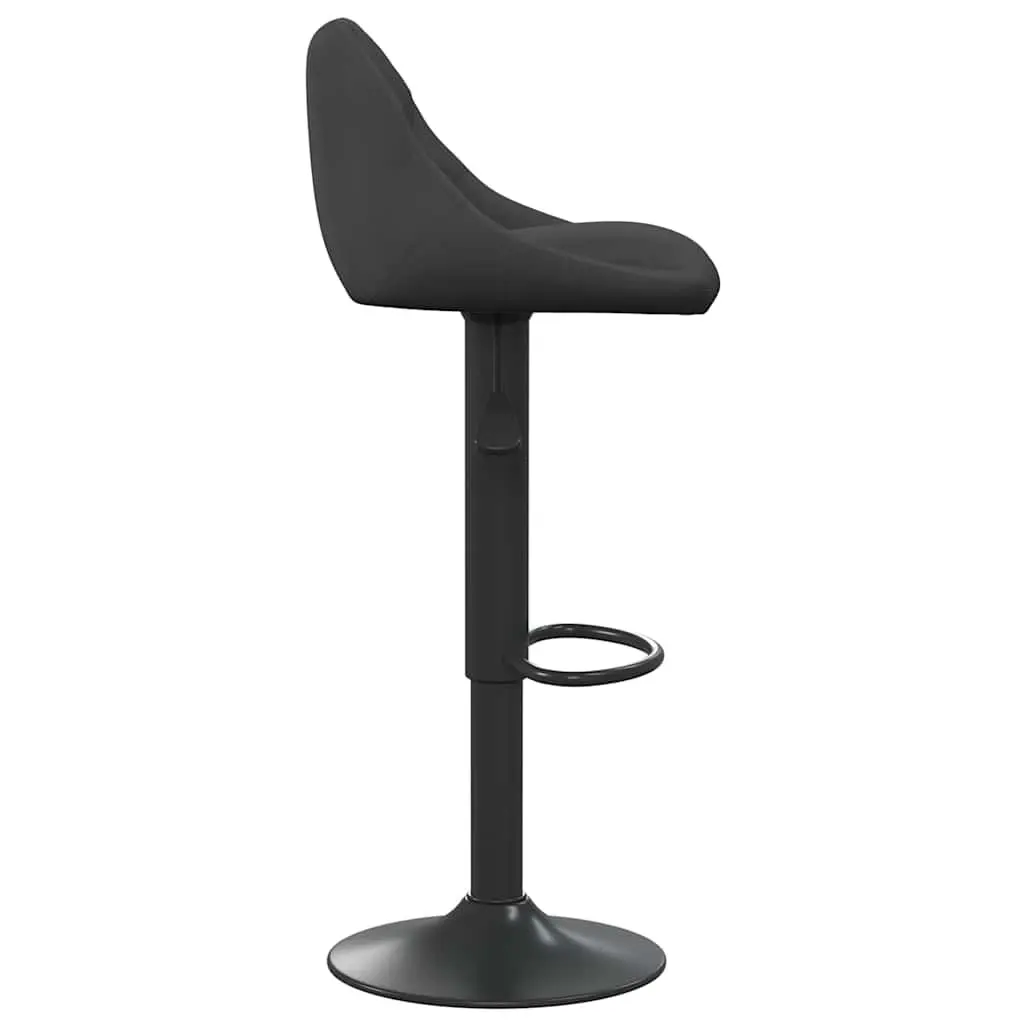 Swivel Bar Stool Velvet Upholstered Black Height Adjustable Steel Frame with Footrest