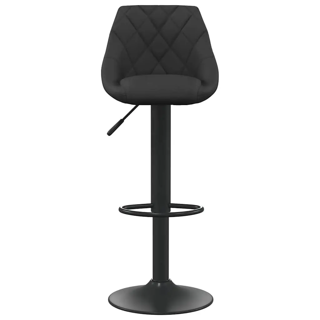 Bar Stools Velvet Black Adjustable Height Swivel Steel 2 Piece
