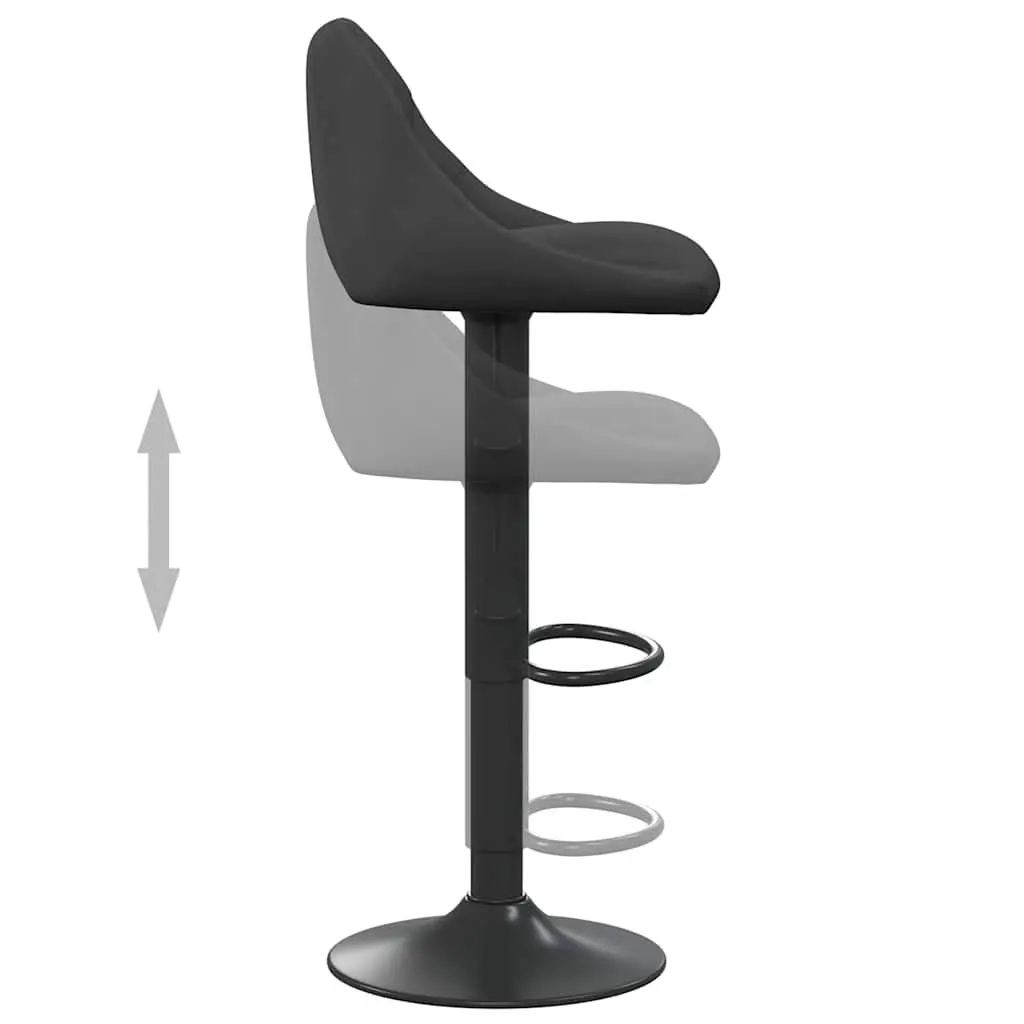 Bar Stools Velvet Black Adjustable Height Swivel Steel 2 Piece