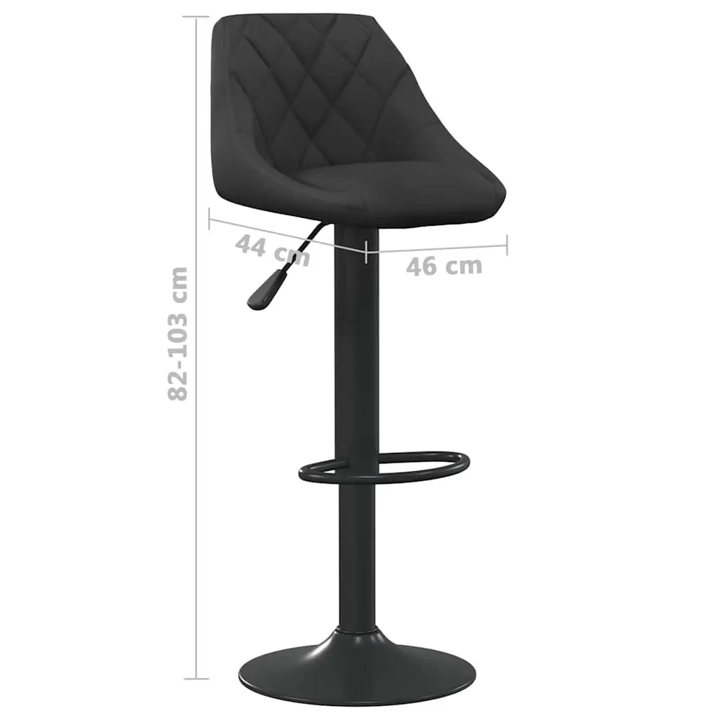 Bar Stools Velvet Black Adjustable Height Swivel Steel 2 Piece