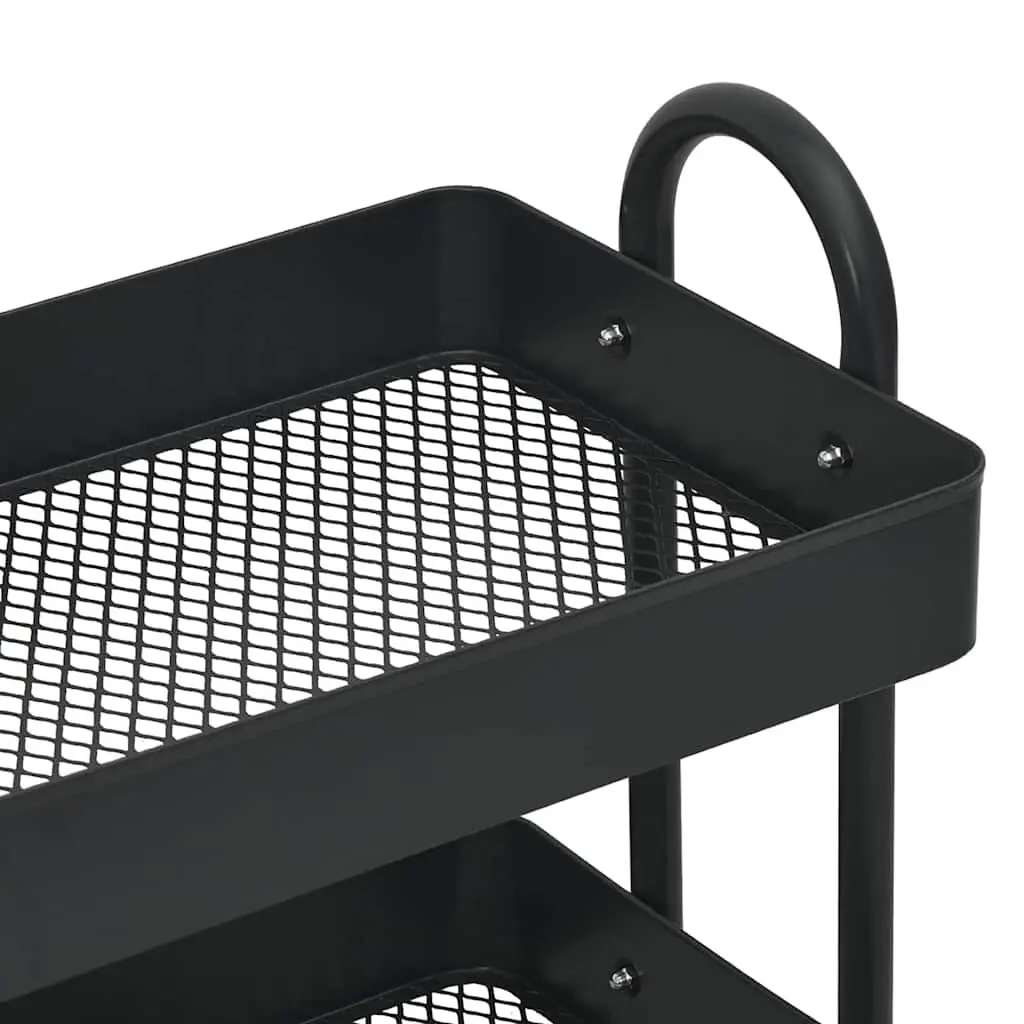 3-Tier Storage Trolley Steel Black 43x34x79cm Mobile Cart