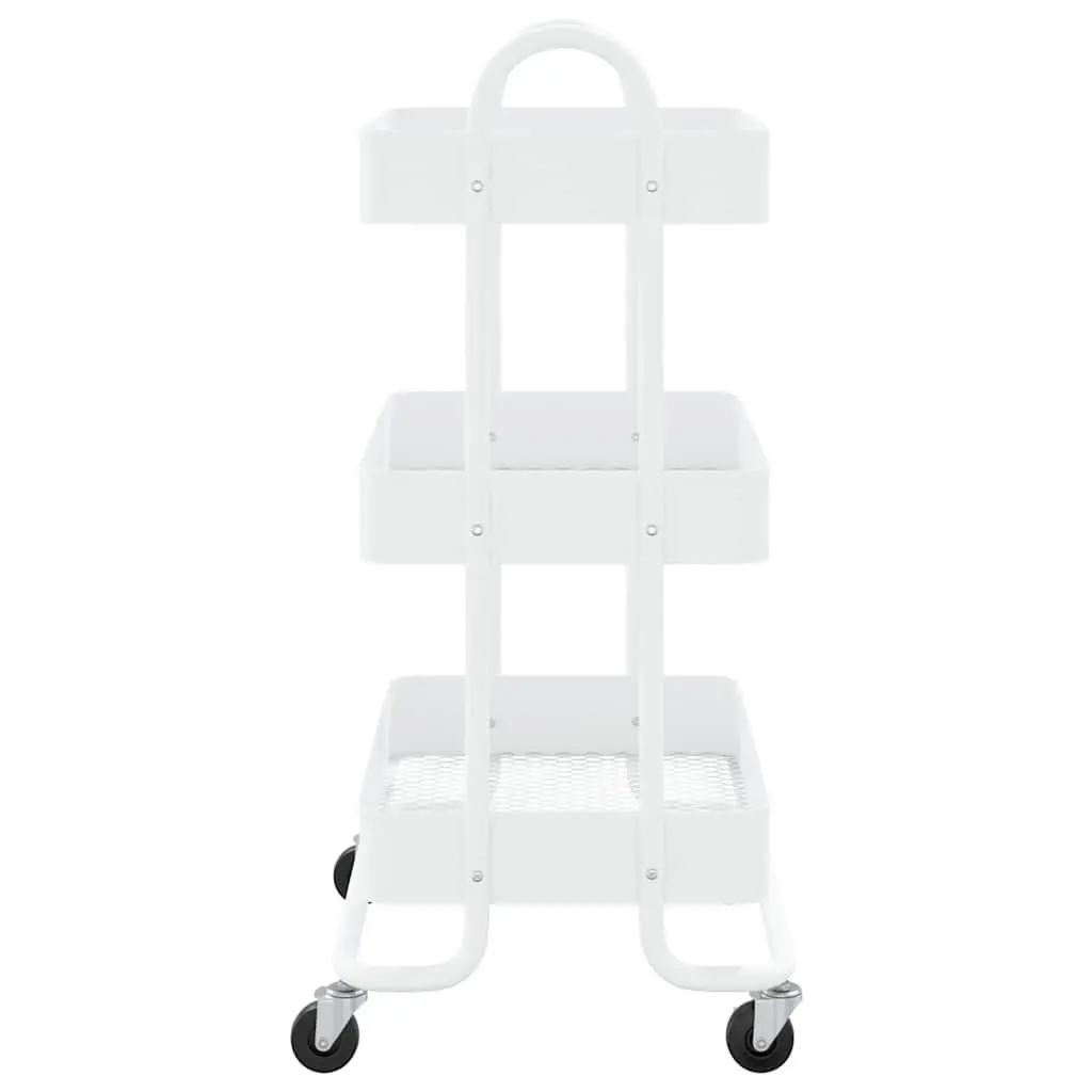 3-Tier Storage Trolley Steel White Mobile Cart 43 x 34 x 79 cm