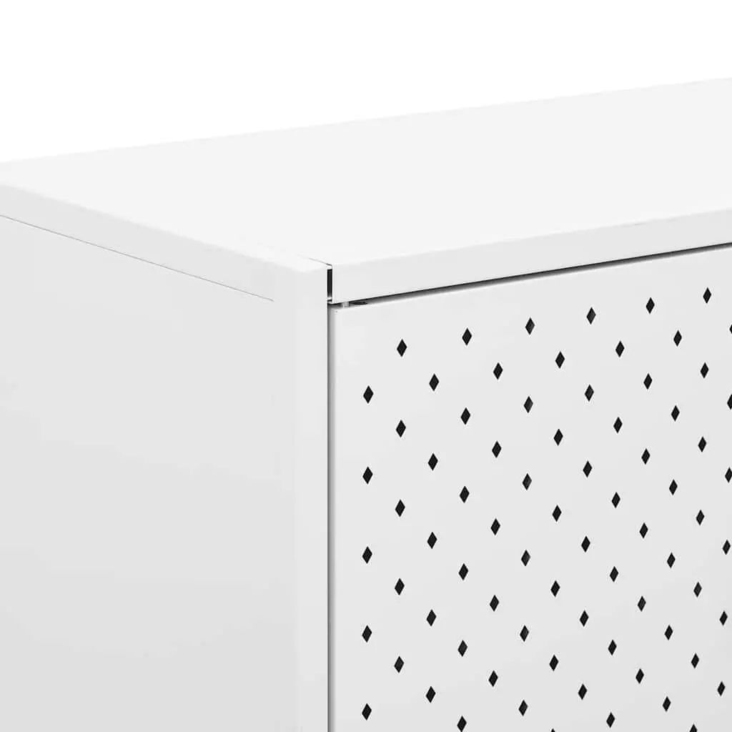 Highboard Storage Cabinet Steel Construction White 80Wx35Dx135Hcm 6 Doors Home Organization Display Furniture