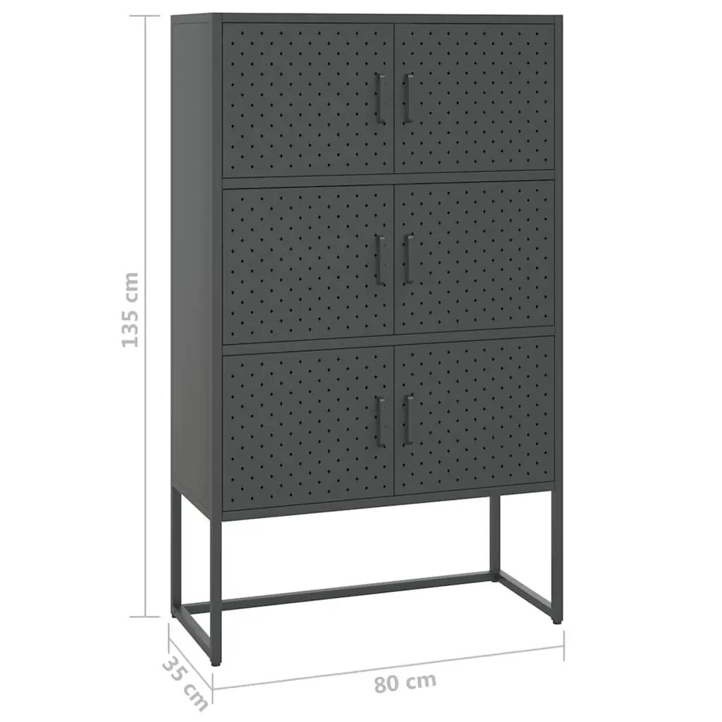 Storage Cabinet Steel Anthracite 6 Door Display Unit 80x35x135cm