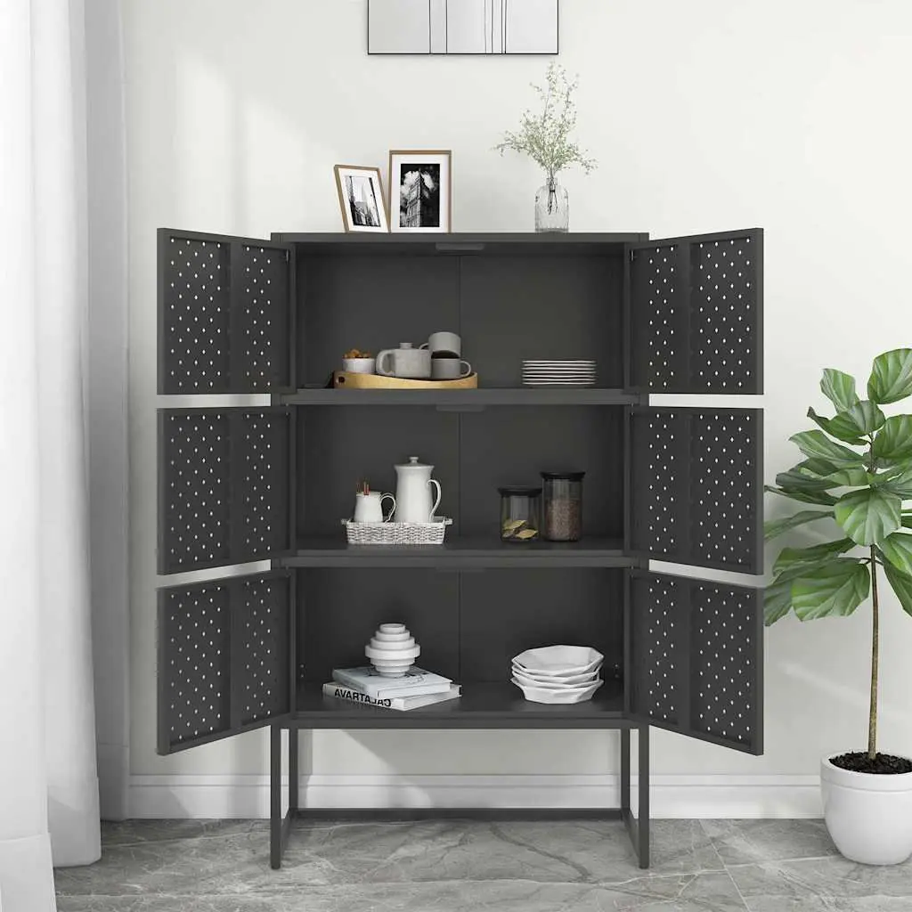 Storage Cabinet Steel Anthracite 6 Door Display Unit 80x35x135cm