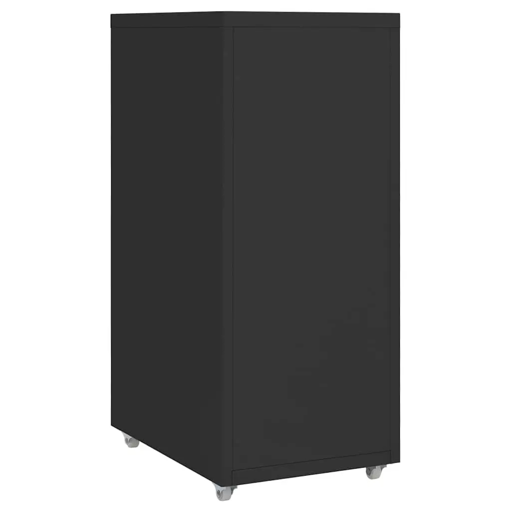 Mobile Filing Cabinet 5 Drawer Black Metal Storage Office Organizer with Wheels