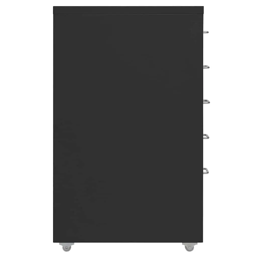 Mobile Filing Cabinet 5 Drawer Black Metal Storage Office Organizer with Wheels