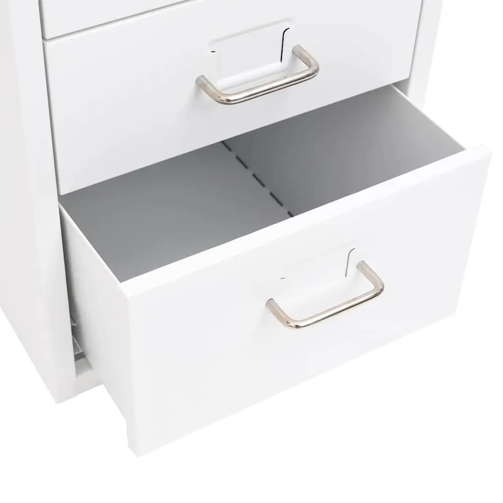 Mobile Filing Cabinet Metal 6 Drawer White Office Storage with Wheels
