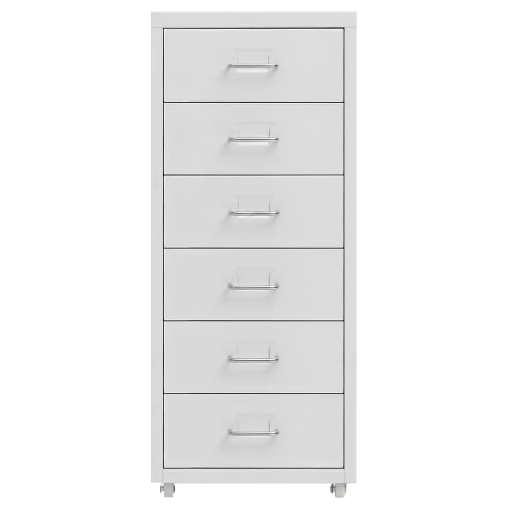 Metal Mobile File Cabinet 6 Drawer Grey Office Organizer with Wheels