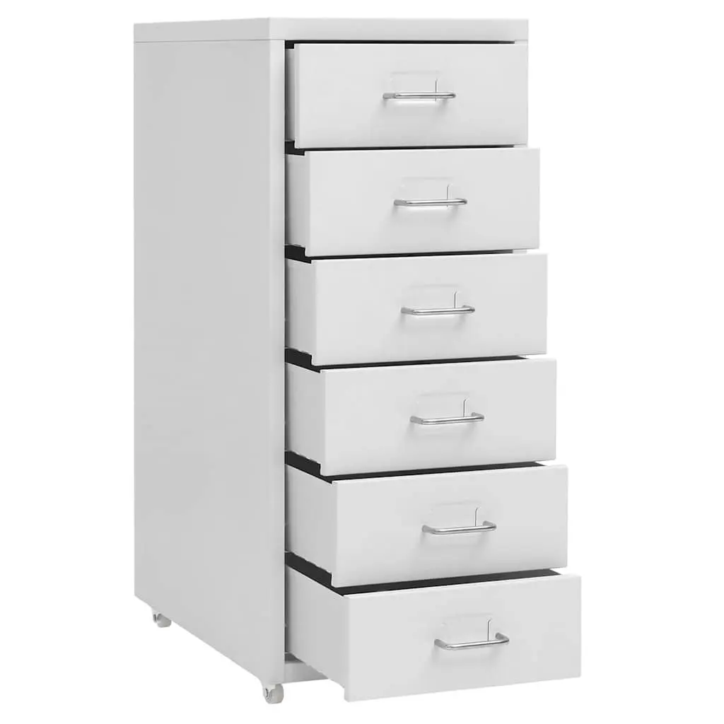 Metal Mobile File Cabinet 6 Drawer Grey Office Organizer with Wheels