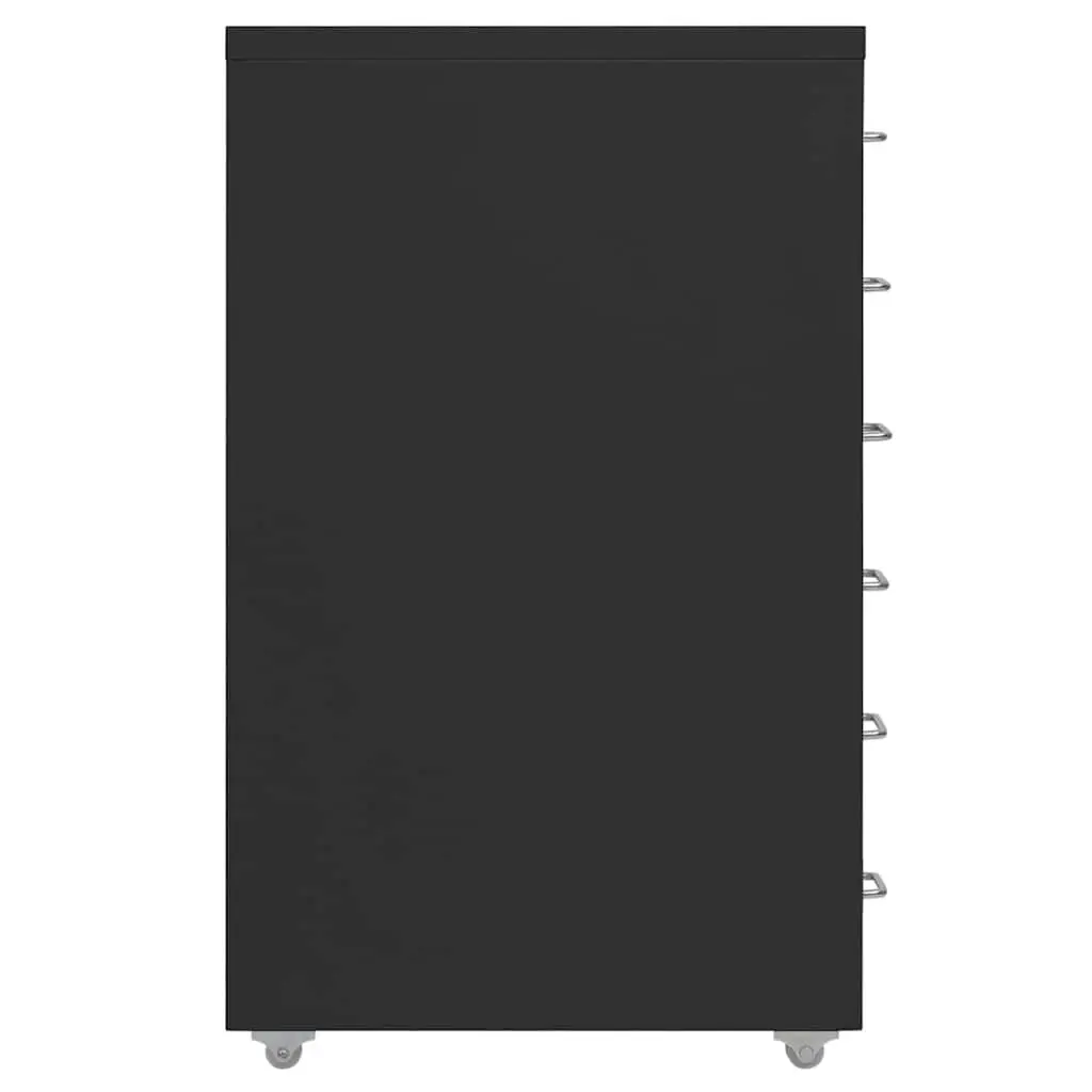 Mobile Filing Cabinet Metal 6 Drawer Black Office Organizer with Wheels
