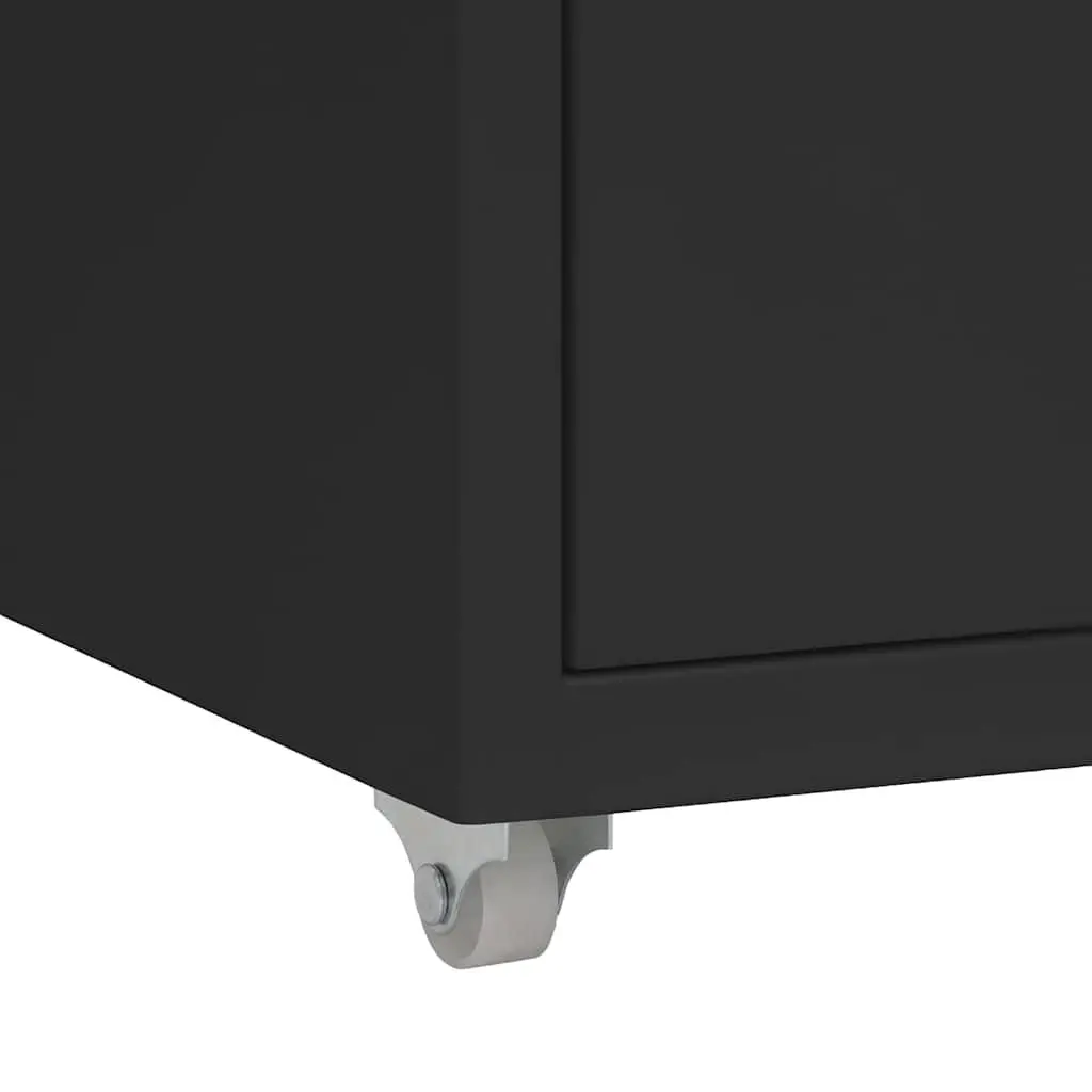 Mobile Filing Cabinet Metal 6 Drawer Black Office Organizer with Wheels