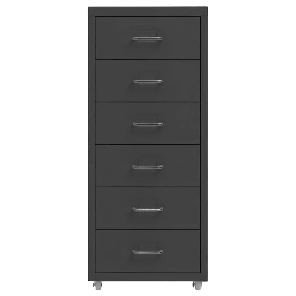 Metal Filing Cabinet Mobile 6 Drawer Anthracite Office Storage with Wheels