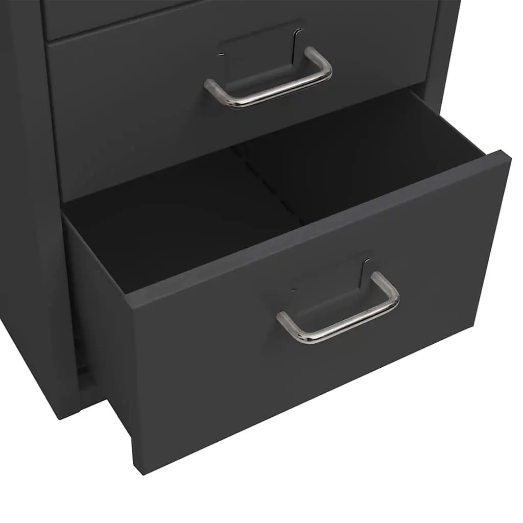 Metal Filing Cabinet Mobile 6 Drawer Anthracite Office Storage with Wheels