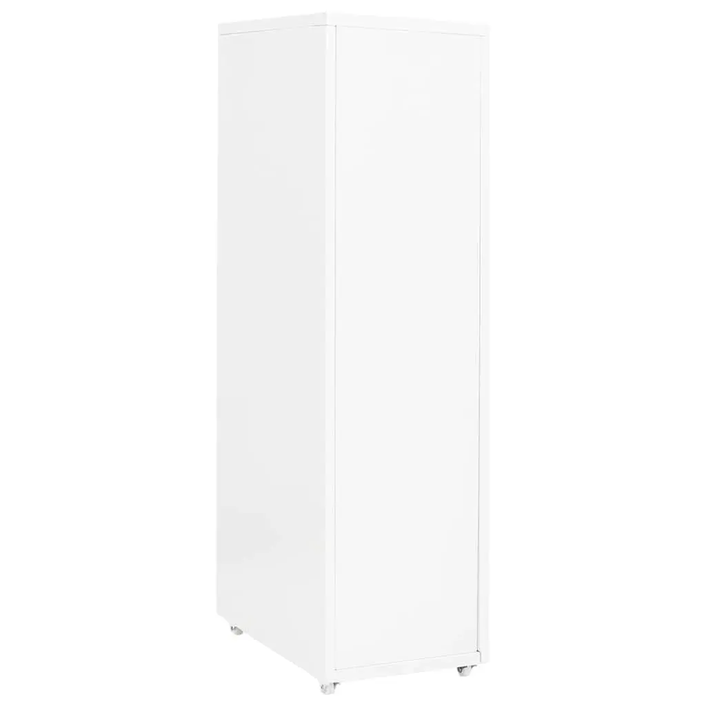 Mobile Filing Cabinet Metal White 8 Drawer Office Storage 28x41x109cm with Wheels
