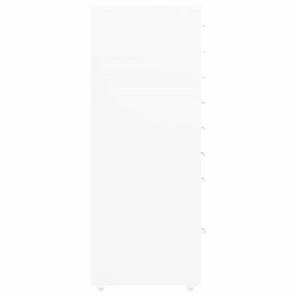 Mobile Filing Cabinet Metal White 8 Drawer Office Storage 28x41x109cm with Wheels