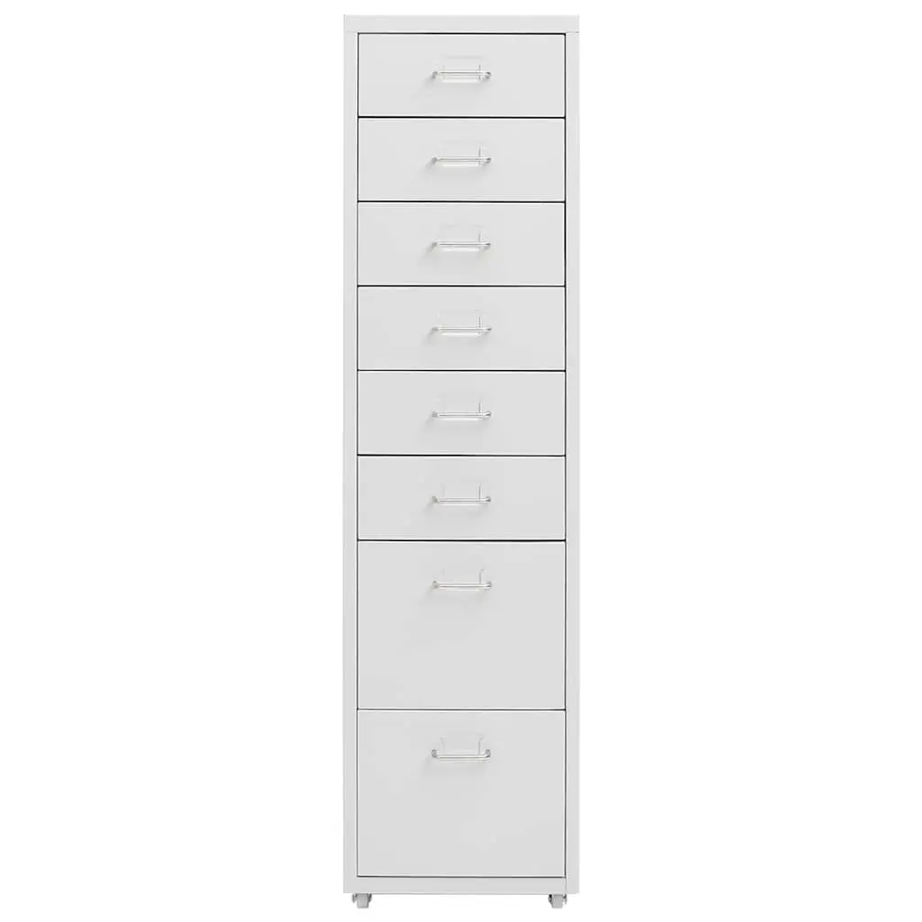 Mobile Filing Cabinet Metal 8 Drawer Grey Office Storage Chest with Wheels