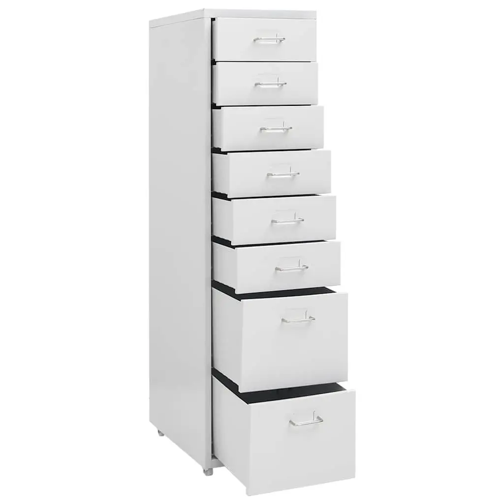 Mobile Filing Cabinet Metal 8 Drawer Grey Office Storage Chest with Wheels