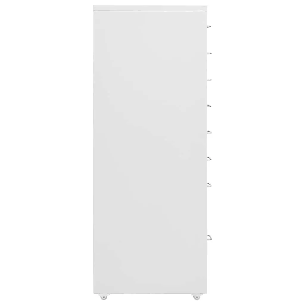 Mobile Filing Cabinet Metal 8 Drawer Grey Office Storage Chest with Wheels