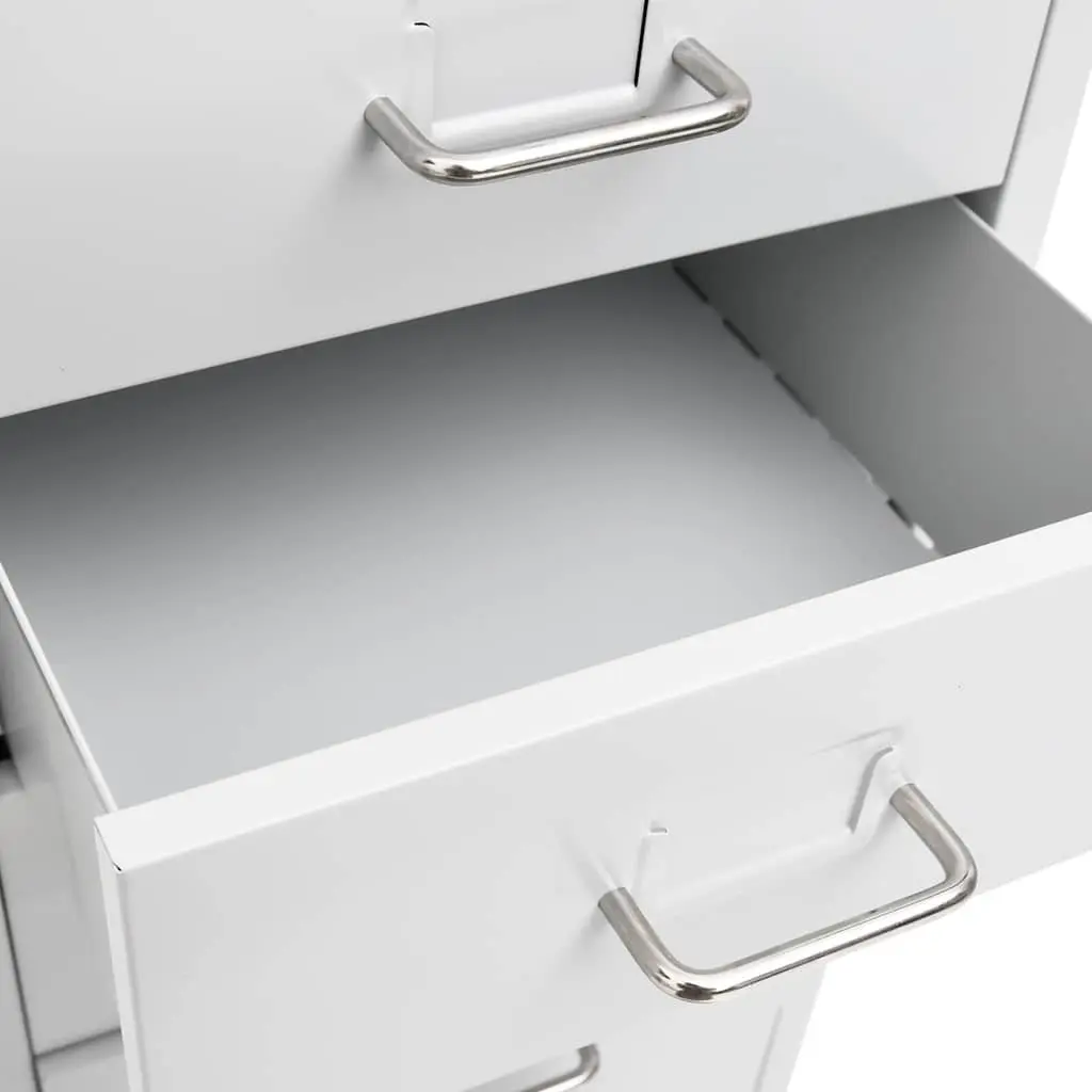 Mobile Filing Cabinet Metal 8 Drawer Grey Office Storage Chest with Wheels