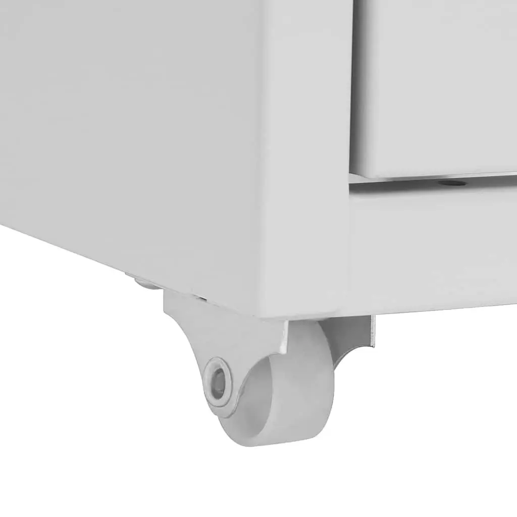 Mobile Filing Cabinet Metal 8 Drawer Grey Office Storage Chest with Wheels