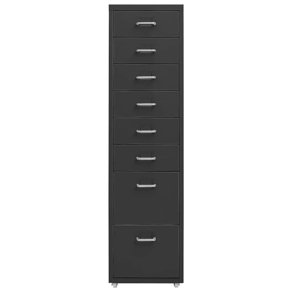 Mobile Filing Cabinet Anthracite Metal 8 Drawer Office Storage with Wheels