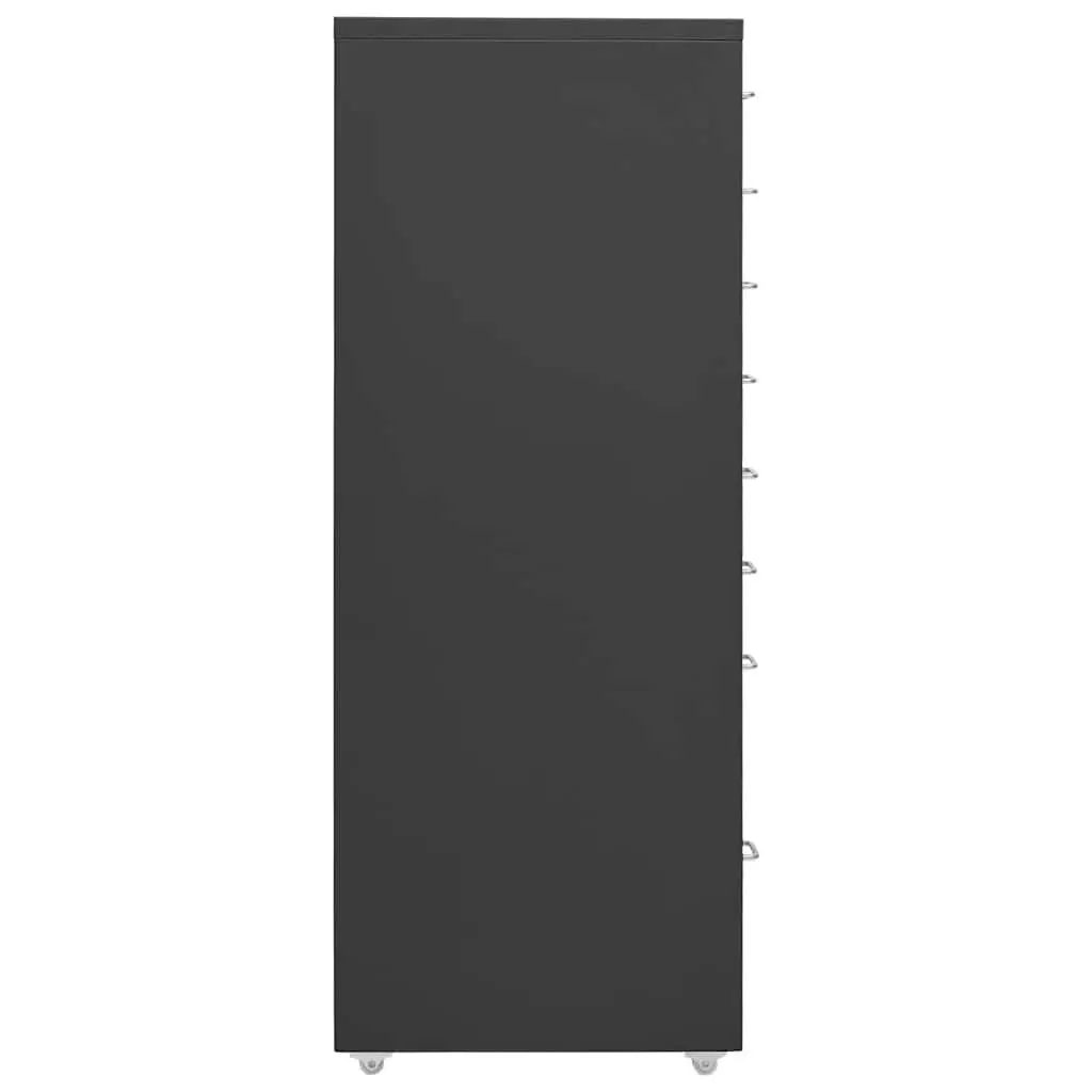 Mobile Filing Cabinet Anthracite Metal 8 Drawer Office Storage with Wheels