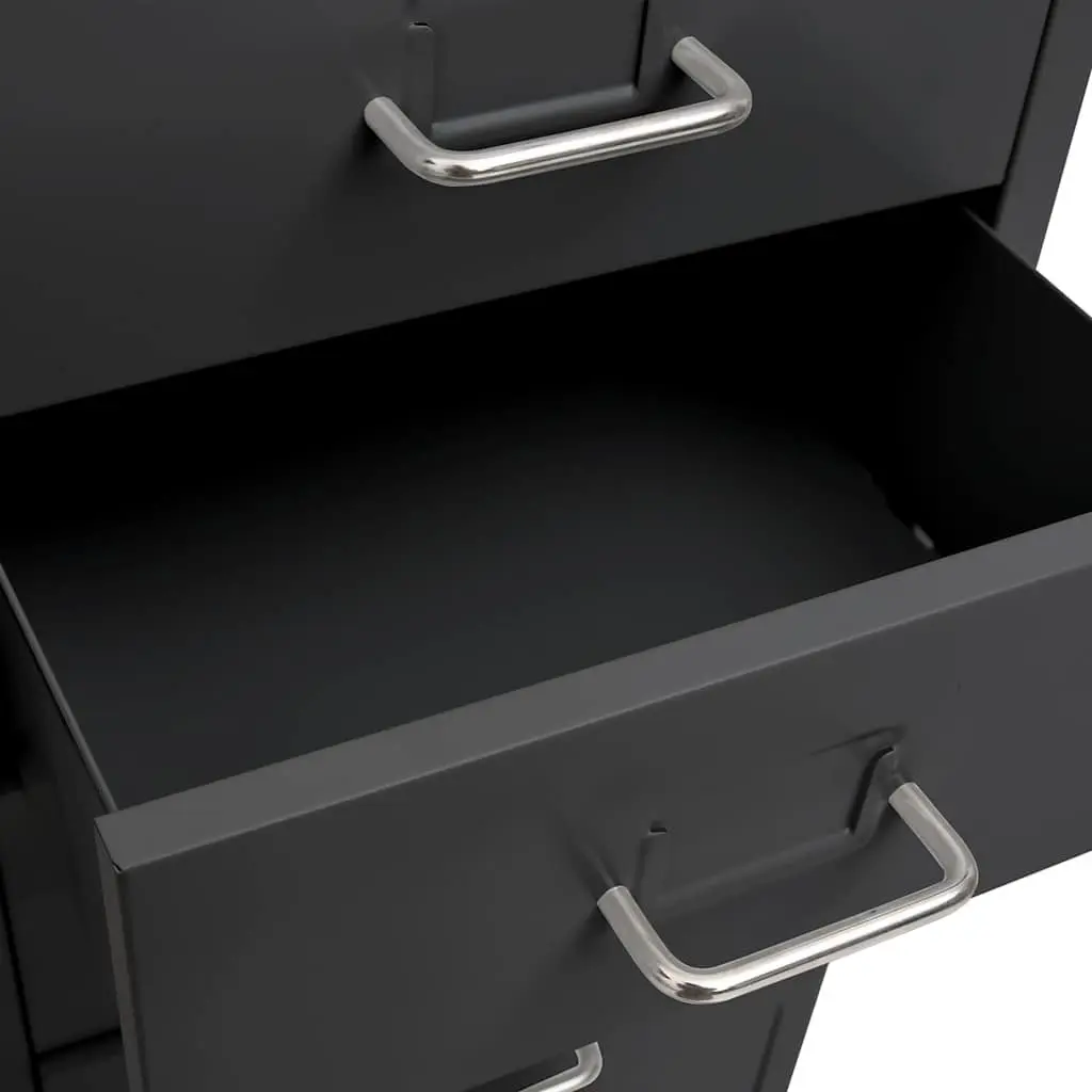 Mobile Filing Cabinet Anthracite Metal 8 Drawer Office Storage with Wheels
