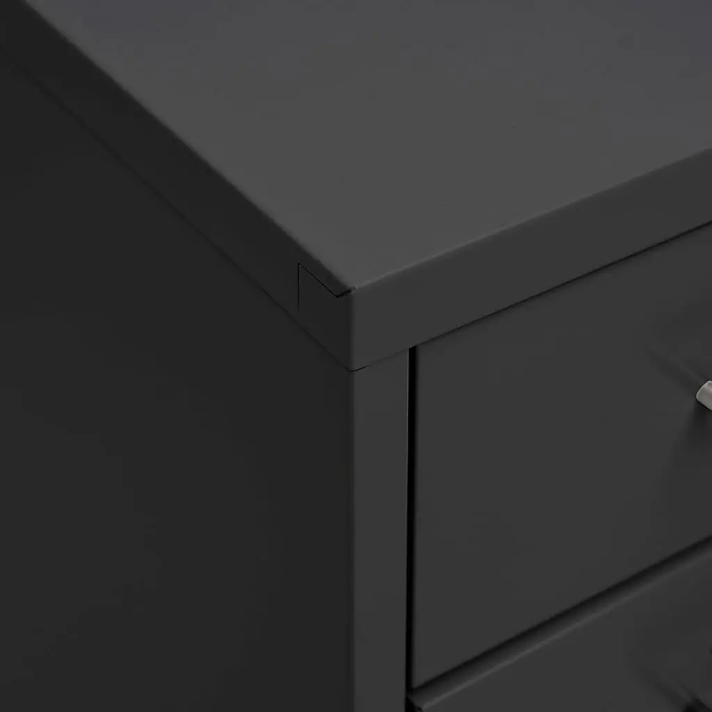 Mobile Filing Cabinet Anthracite Metal 8 Drawer Office Storage with Wheels
