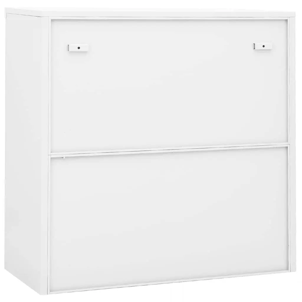 Storage Cabinet White Steel 90x40x90cm Lockable Shelves Sliding Door